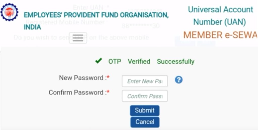 epfo uan login password without mobile number